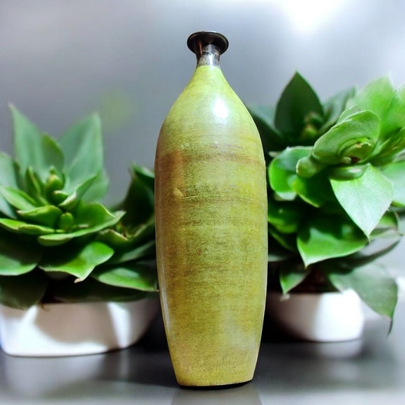Large Lightweight Green Vase with Distressed Finish - 2' Tall - Picture 10 of 13